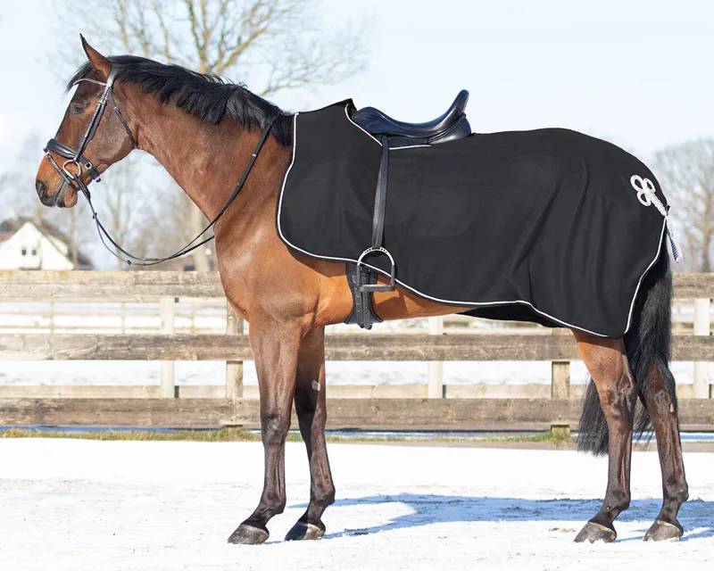 QHP Show Fleece Exercise Sheet in Black and Silver